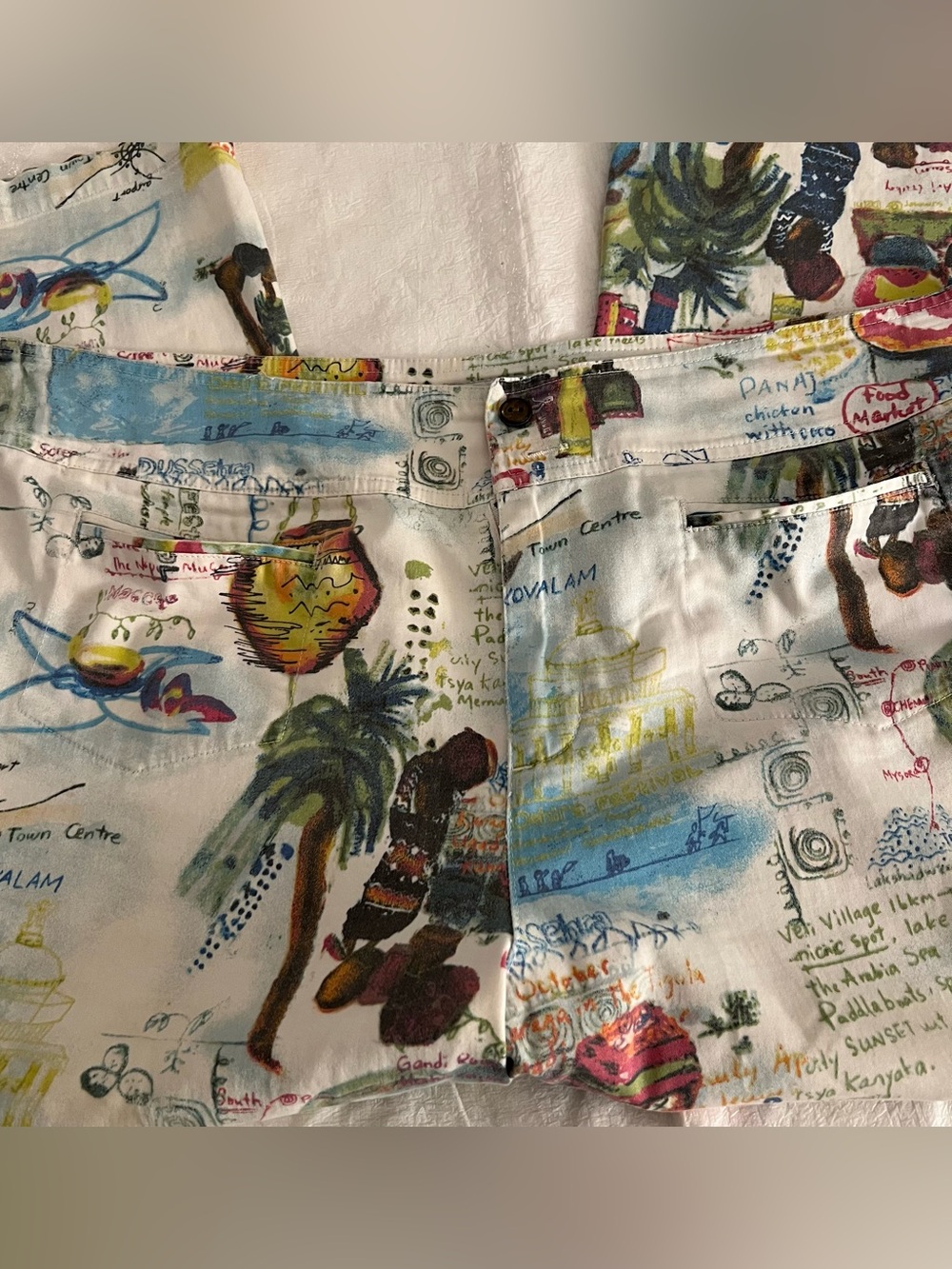 Chicos XL 3 Crop India Graphic Artsy Print Pants Travel Cruise Wearable Art - Picture 8 of 15